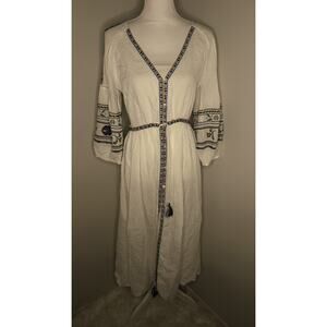 Zara TRF collection tassel embroidered boho kimono midi dress